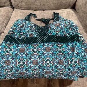 Blue Teal Patterned Halter Women's Tank Top
